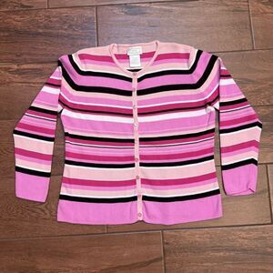 Designers Originals Petite Spring Stripe Cardigan 100% Cotton Size PM